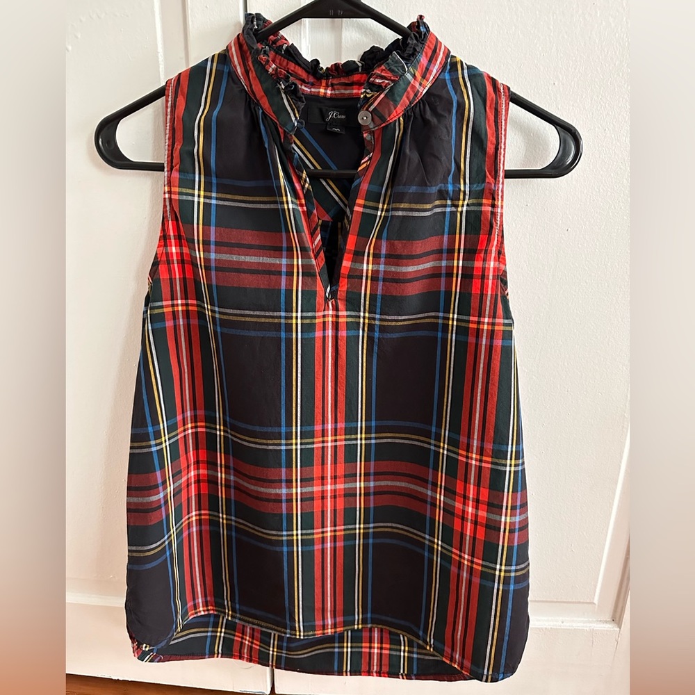 JCrew tartan sleeveless blouse